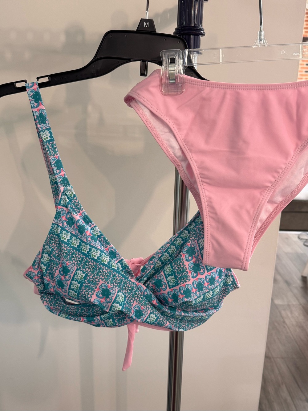 Pink & Teal Patterned Two-Piece Bikini
